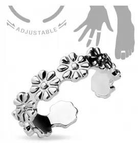 Безразмерное незамкнутое кольцо для пальцев ног/на фалангу TATIC R-A16509 с цветками