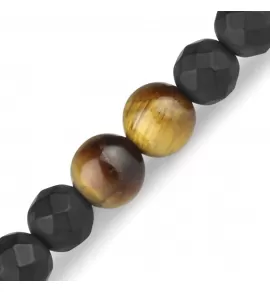 Браслет на резинке Everiot Select LNS-0231 из камня тигровый глаз и граненого агата