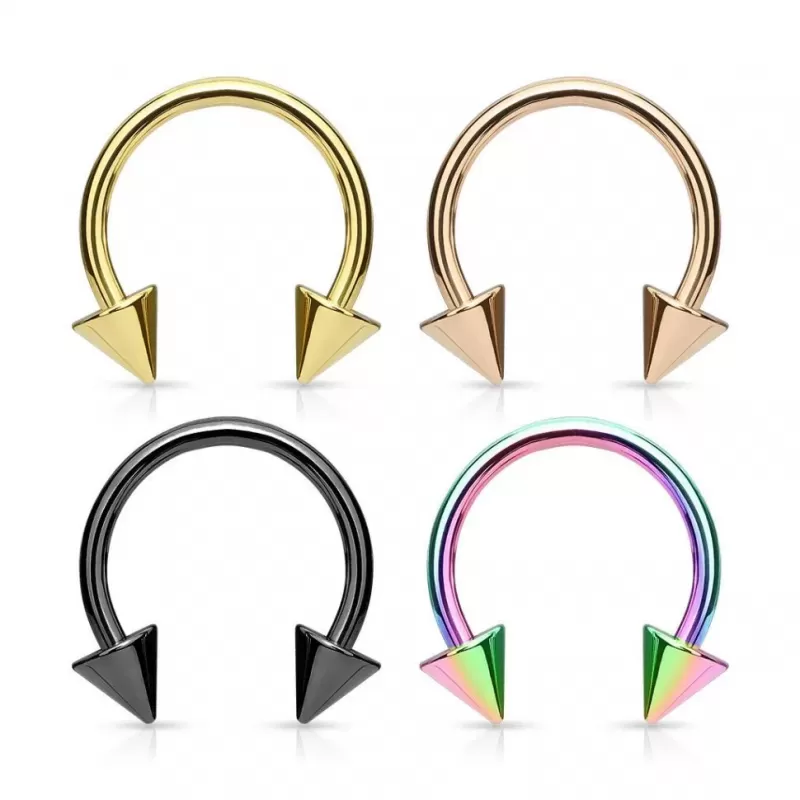 Циркуляр (подкова) из стали с шипами и внешней резьбой PiercedFish HT02-K серьга для септума, хряща уха, брови, губы, пупка, сосков, пирсинга смайл