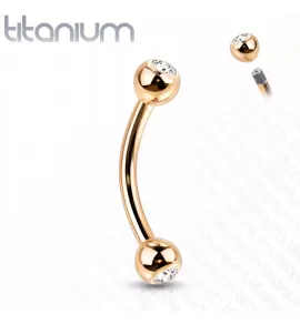 Изогнутая штанга (банан) для пирсинга пупка, брови Pirslab T23CT4-RDC из титана с фианитами