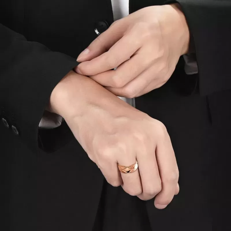 Кольцо с узором TATIC RSS-0031, из ювелирной стали, цвет розовое золото