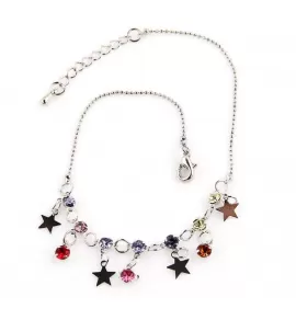 Браслет на ногу DS-76042 со звездами и цветными кристаллами