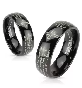 Кольцо из стали Spikes R-M2767 с молитвой "Отче наш" на английском языке