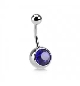 Серьга банан для пирсинга пупка PiercedFish NS031-1411 из хирургической стали с фианитом