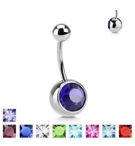 Серьга банан для пирсинга пупка PiercedFish NS031-1411 из хирургической стали с фианитом