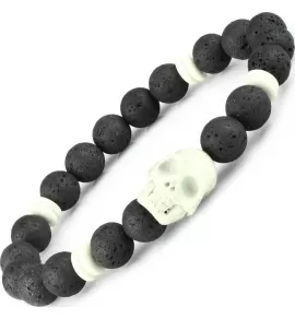Мужской браслет на резинке из лавового камня и кости с черепом Everiot Select select LNS-2117
