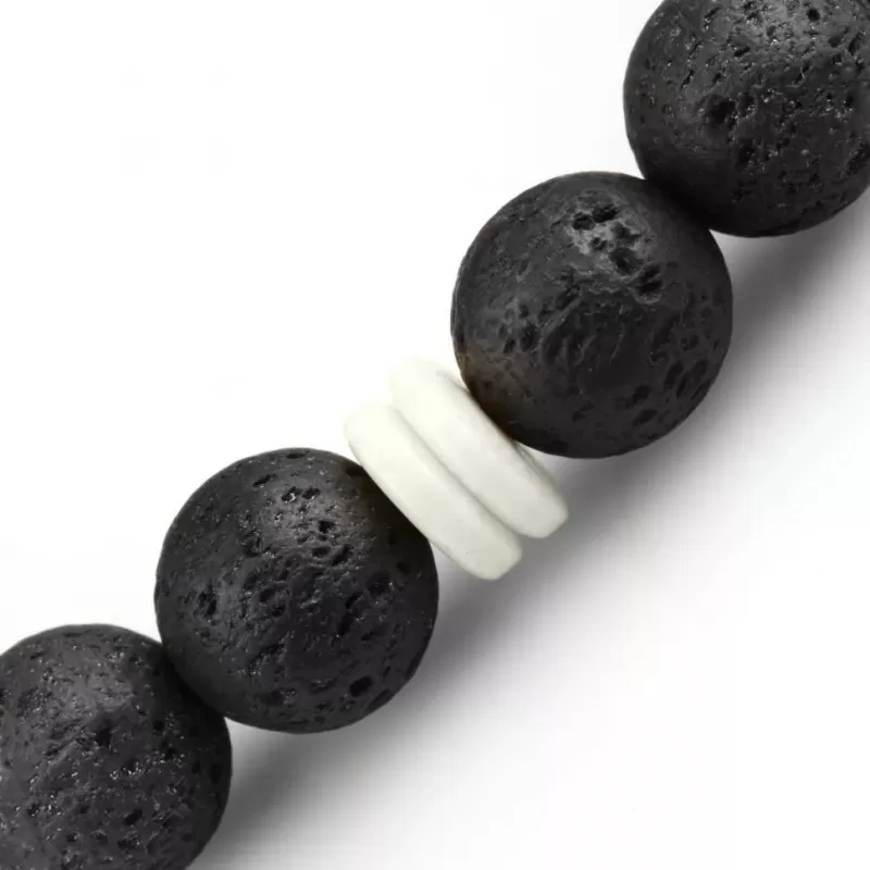 Мужской браслет на резинке из лавового камня и кости с черепом Everiot Select select LNS-2117