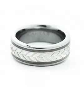Кольцо из карбида вольфрама CARRAJI R-TU-0120 c узором "Колосок"