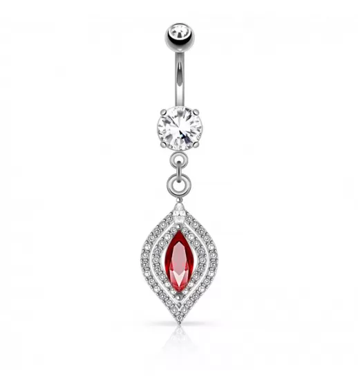 Украшение для пирсинга пупка PiercedFish N16002 с красным фианитом