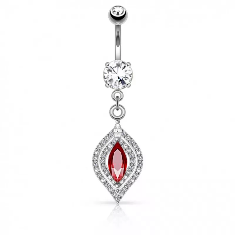 Украшение для пирсинга пупка PiercedFish N16002 с красным фианитом