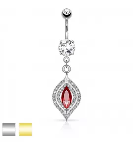 Украшение для пирсинга пупка PiercedFish N16002 с красным фианитом