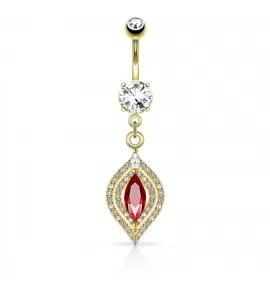 Украшение для пирсинга пупка PiercedFish N16002 с красным фианитом