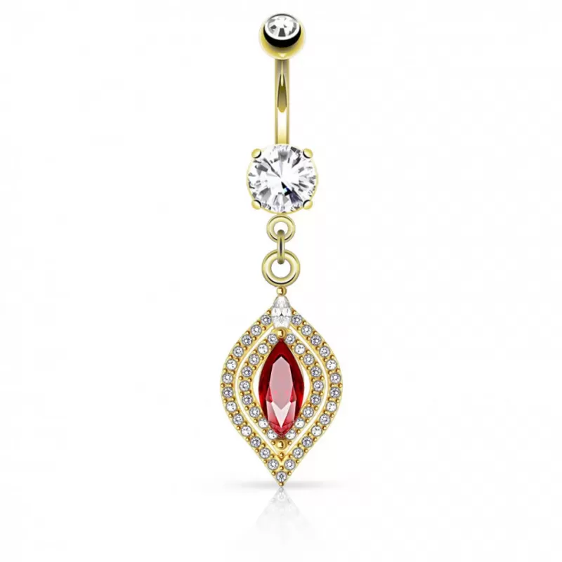 Украшение для пирсинга пупка PiercedFish N16002 с красным фианитом