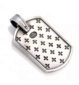 Мужской посеребренный кулон-жетон с деревянным крестом Bico BO-EW54