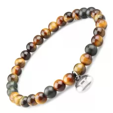 Браслет со знаками зодиака на резинке Everiot Select LNS-6013 из камня бычий глаз и змеевика