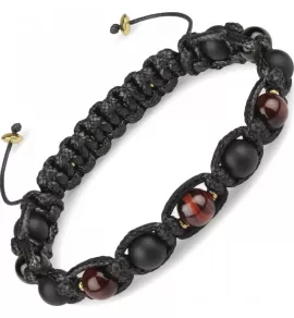 Мужской браслет Шамбала Everiot Select LNS-3043 из камня бычий глаз и агата