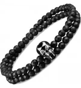 Мужской браслет на резинке Everiot Select LNS-0232 из черного агата с черепом