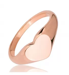 Женское кольцо печатка сердце TATIC RSS-7689 из ювелирной стали с площадкой для гравировки