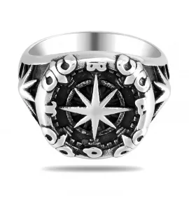Мужской перстень из стали TATIC RSS-3341-ST с розой ветров