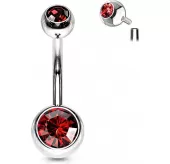Серьга банан для пирсинга пупка из стали PiercedFish NSI04 с фианитами