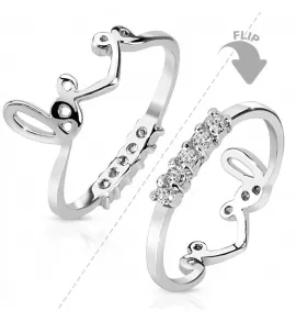 Кольцо на фалангу с фианитами TATIC R-A001-C двустороннее