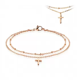 Браслет анклет на ногу TATIC SSA-241, цепочки из стали с крестом