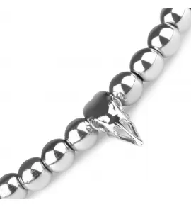 Браслет Everiot Select LNS-2215 из гематита и агата с черепом вороны