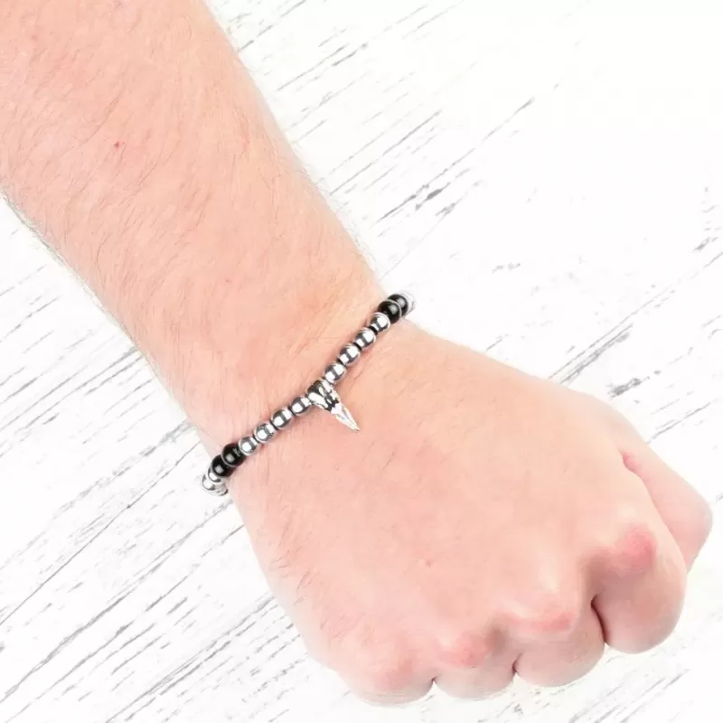 Браслет Everiot Select LNS-2215 из гематита и агата с черепом вороны