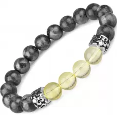 Браслет с геральдическими лилиями из цитрина и лабрадорита Everiot Select LNS-2130 на резинке