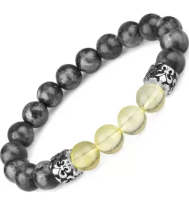 Браслет с геральдическими лилиями из цитрина и лабрадорита Everiot Select LNS-2130 на резинке