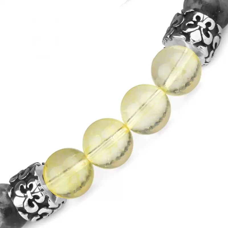 Браслет с геральдическими лилиями из цитрина и лабрадорита Everiot Select LNS-2130 на резинке