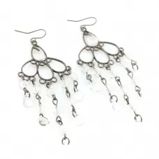 Серьги-шандельеры Indigo ING-RR-103 ажурные с прозрачными кристаллами