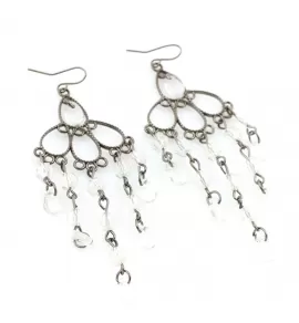 Серьги-шандельеры Indigo ING-RR-103 ажурные с прозрачными кристаллами