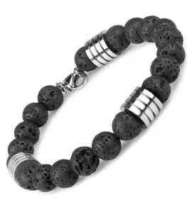 Мужской черный браслет из лавы Everiot Select LNS-2229