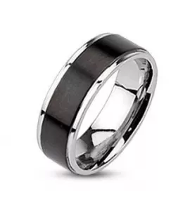 Кольцо из стали TATIC RSS-0025, с черной матовой полосой