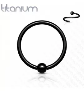 Серьга кольцо из титана с несъемным шариком Pirslab T23RF1-K для септума, трагуса и хеликса, брови, губ, пирсинга смайл (диаметр от 8 мм до 10 мм)