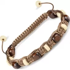 Плетеный браслет Шамбала из деревянных бусин Everiot Select LNS-2118
