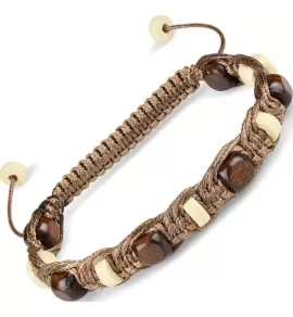 Плетеный браслет Шамбала из деревянных бусин Everiot Select LNS-2118