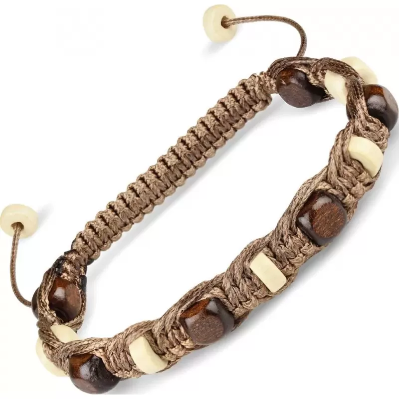 Плетеный браслет Шамбала из деревянных бусин Everiot Select LNS-2118