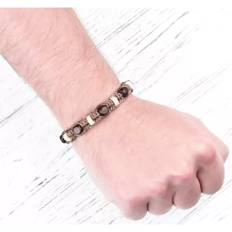 Плетеный браслет Шамбала из деревянных бусин Everiot Select LNS-2118