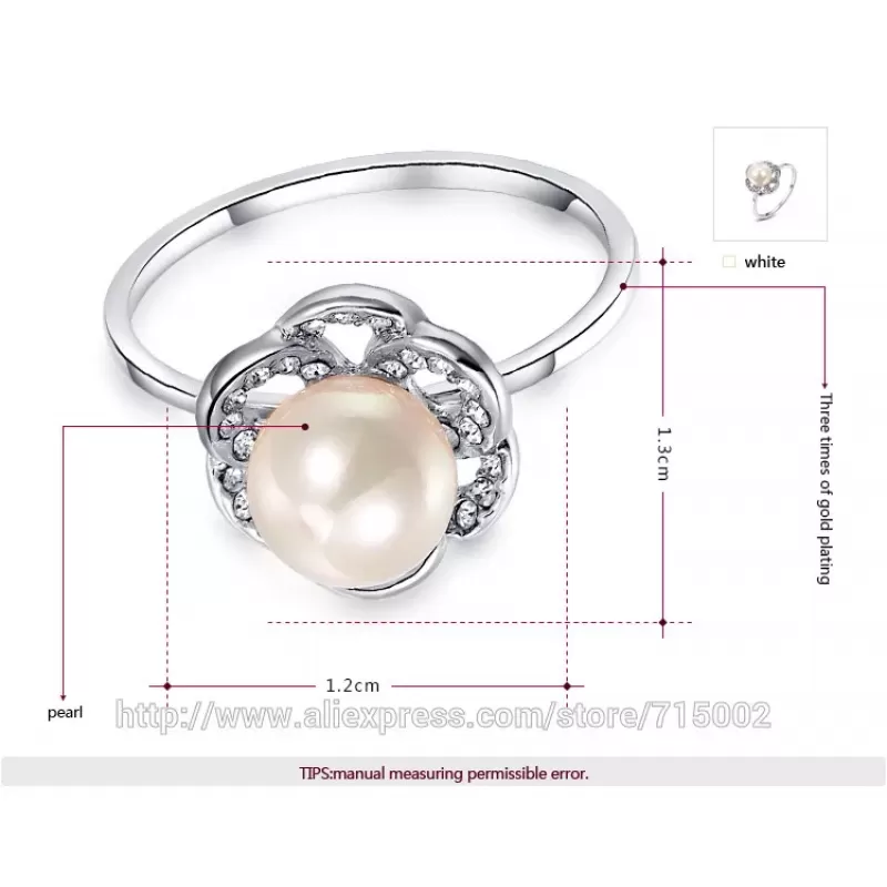 Кольцо ROZI RG-83300A с искусственной жемчужиной