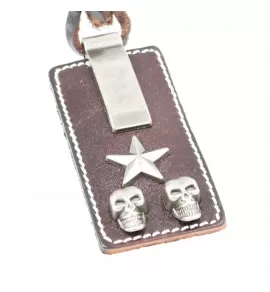 Мужской кулон на кожаном шнурке Everiot NLP-DL-2067 с двумя черепами и звездой