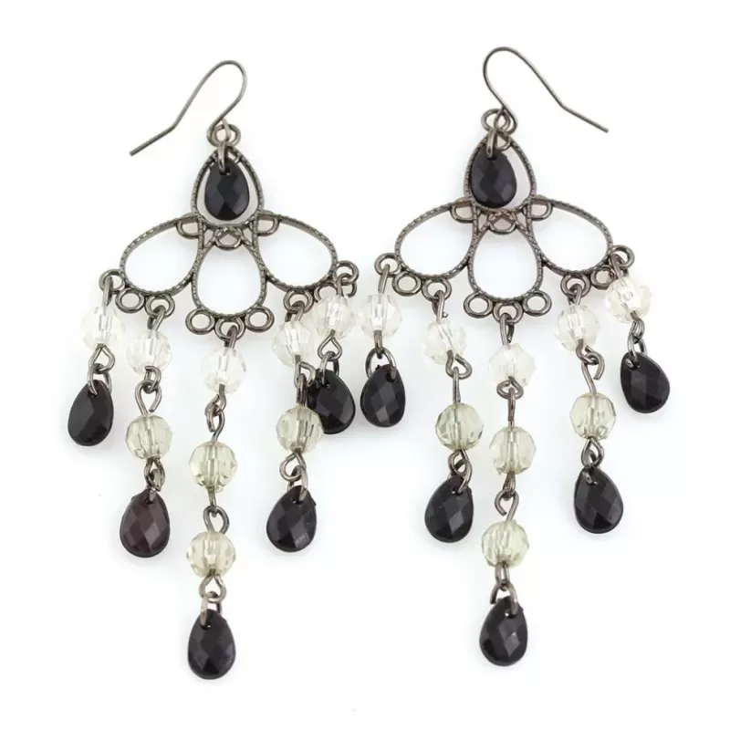 Серьги-шандельеры Indigo ING-RR-104 ажурные с кристаллами