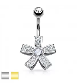 Украшение для пирсинга пупка PiercedFish N17446 в форме цветка с фианитами