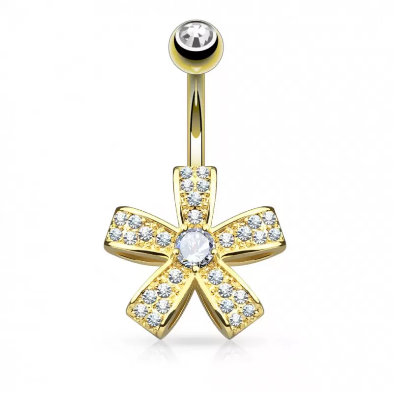 Украшение для пирсинга пупка PiercedFish N17446 в форме цветка с фианитами