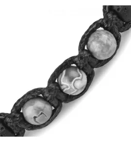 Мужской браслет Шамбала Everiot Select LNS-3045 из агата, яшмы, лавы (базальта)