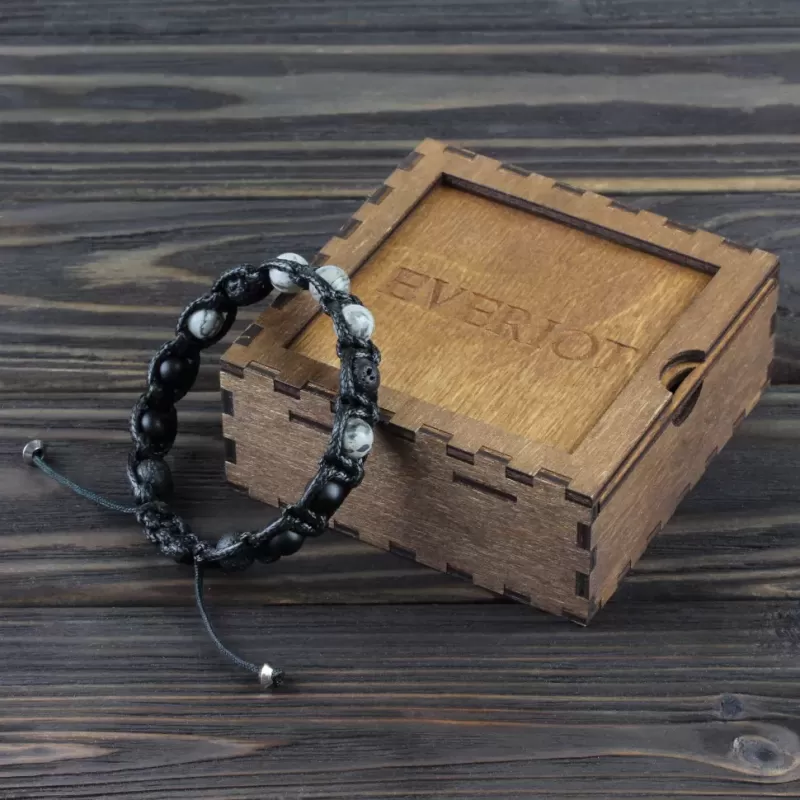 Мужской браслет Шамбала Everiot Select LNS-3045 из агата, яшмы, лавы (базальта)