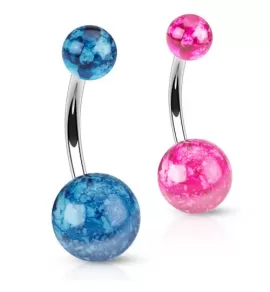 Пирсинг пупка банан PiercedFish NAD-1111 с яркими акриловыми шариками