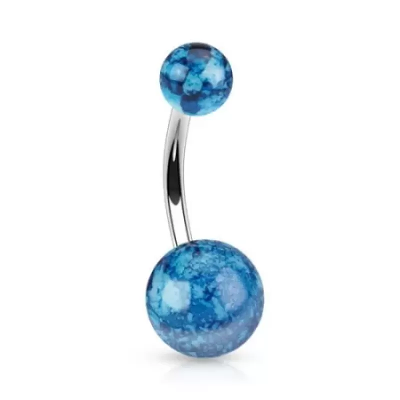 Пирсинг пупка банан PiercedFish NAD-1111 с яркими акриловыми шариками