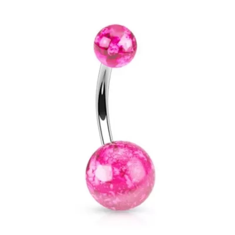 Пирсинг пупка банан PiercedFish NAD-1111 с яркими акриловыми шариками